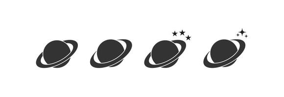 Planet icon set. Saturn and star vector