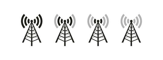 Transmitter antena icon set. Signal antena vector