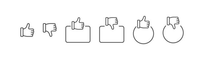 Thumb up and thumb down with rectangle and circle icon. Like and dislike vector