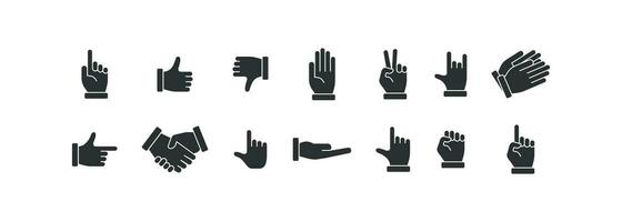 Hand line icon set. Human hands, hand gestures vector