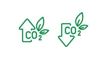 arriba y abajo flecha co2 icono. hoja y co2 vector