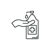 Disinfection of hands icon. Palm and antibacterial agent vector
