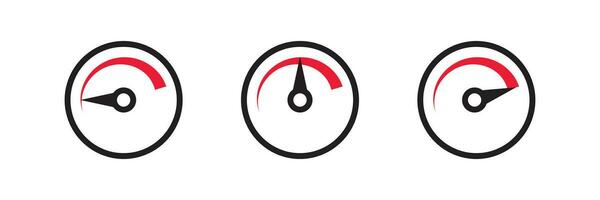 Speed level indicator icon set. Speedometer illustration symbol. Sign tachometer vector