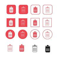 Trash can, bin , recycle, dust,rubbish with different varian icon set vector