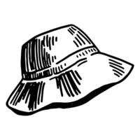 Panamá sombrero bosquejo clipart. verano cabeza accesorio garabatear aislado en blanco. mano dibujado vector ilustración en grabado estilo.