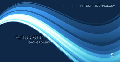 Abstract dynamic composition of bright lines forming movement of a stream, futuristic blue background with graphic design elements. photo