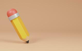 pencil on cream background. back to school concept. 3d rendering illustration. photo