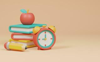 school supplies icon on cream background. back to school concept. 3d rendering illustration. photo