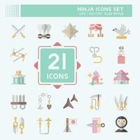 Icon Set Ninja. related to Japan symbol. flat style. simple design editable. simple illustration vector