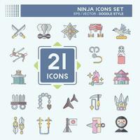 Icon Set Ninja. related to Japan symbol. doodle style. simple design editable. simple illustration vector