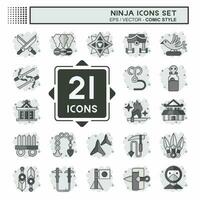 Icon Set Ninja. related to Japan symbol. comic style. simple design editable. simple illustration vector