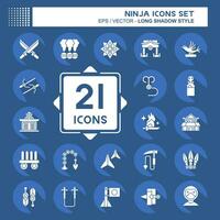 Icon Set Ninja. related to Japan symbol. long shadow style. simple design editable. simple illustration vector