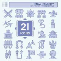 Icon Set Ninja. related to Japan symbol. two tone style. simple design editable. simple illustration vector