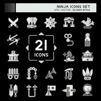 Icon Set Ninja. related to Japan symbol. glossy style. simple design editable. simple illustration vector