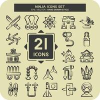 Icon Set Ninja. related to Japan symbol. hand drawn style. simple design editable. simple illustration vector