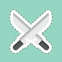 Sticker line cut Sword. related to Ninja symbol. simple design editable. simple illustration vector