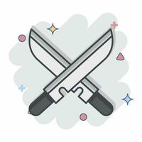 Icon Sword. related to Ninja symbol. comic style. simple design editable. simple illustration vector