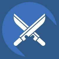 Icon Sword. related to Ninja symbol. long shadow style. simple design editable. simple illustration vector