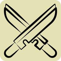 Icon Sword. related to Ninja symbol. hand drawn style. simple design editable. simple illustration vector