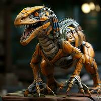 AI generated 3D cartoon Velociraptor robot photo