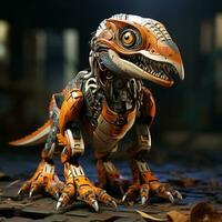 AI generated 3D cartoon Velociraptor robot photo