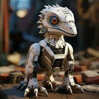 AI generated 3D cartoon Velociraptor robot photo