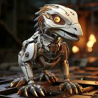 AI generated 3D cartoon Velociraptor robot photo