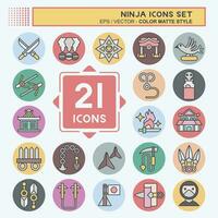 Icon Set Ninja. related to Japan symbol. color mate style. simple design editable. simple illustration vector