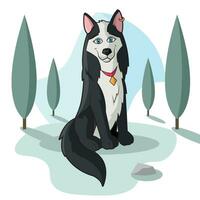 Isolated happy cute dog character on a park Vector illustration