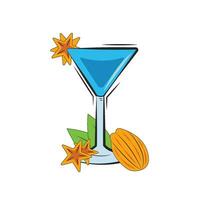 Isolated tropical cocktail with pitaya and leaves Vector