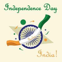 contento India independencia día póster con un chakra símbolo vector