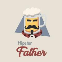 Hipster beer character with mustache Father day template Vector illustration