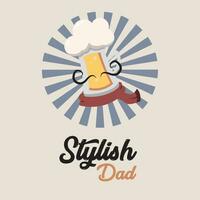 Hipster beer character with mustache Father day template Vector illustration