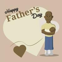 afro americano personaje con su hijo contento padre día tarjeta vector ilustración