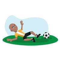 Isolated happy soccer player cartoon with a ball Vector illustration