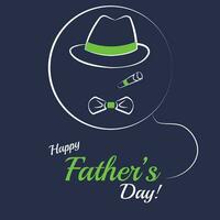 Outline of trendy hat and necktie Happy father day card template Vector illustration