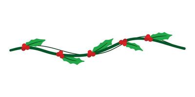 Holly Berry Christmas Border Element Decoration Vector Illustration