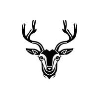 silueta negro ciervo cara icono, ciervo logo concepto vector ilustración