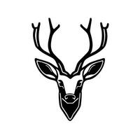 Silhouette black deer face icon, deer logo concept vector illustration