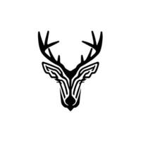 Silhouette black deer face icon, deer logo concept vector illustration