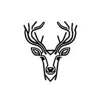 Silhouette black deer face icon, deer logo concept vector illustration