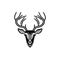 Silhouette black deer face icon, deer logo concept vector illustration