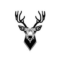 Silhouette black deer face icon, deer logo concept vector illustration