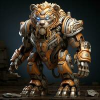 AI generated 3D cartoon lion robot photo