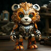 AI generated 3D cartoon lion robot photo
