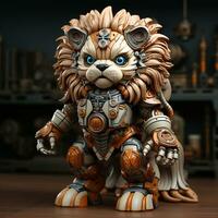 AI generated 3D cartoon lion robot photo