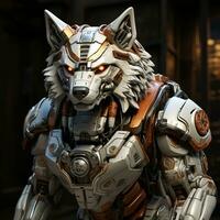 AI generated 3D cartoon wolf robot photo