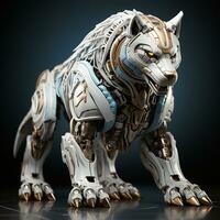 AI generated 3D cartoon wolf robot photo