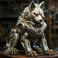 AI generated 3D cartoon wolf robot photo