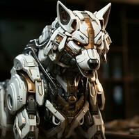 AI generated 3D cartoon wolf robot photo